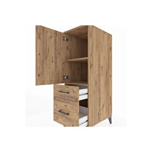 Kronos Dolap 2 Raflı 2 Çekmeceli Tek Kapaklı 44x59x134 Çam-çam