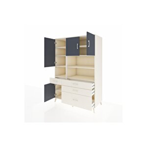 Kronos Dolap 9 Raflı 4 Çekmeceli 4 Kapaklı 132x59x195 Aytaşı-antrasit/aytaşı