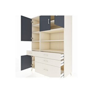 Kronos Dolap 9 Raflı 4 Çekmeceli 4 Kapaklı 132x59x195 Aytaşı-antrasit/aytaşı