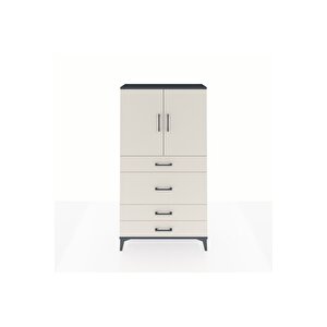 Arges Dolap 3 Raflı 4 Çekmeceli 2 Kapaklı 88x30x163 Antrasit-aytaşı