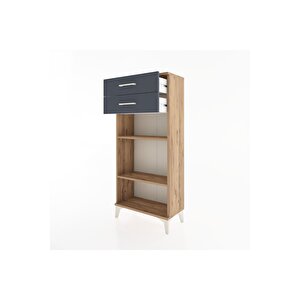 Hyperion Dolap 2 Raflı 2 Çekmeceli 60x44x134 Çam-antrasit