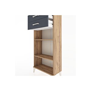 Hyperion Dolap 2 Raflı 2 Çekmeceli 60x44x134 Çam-antrasit