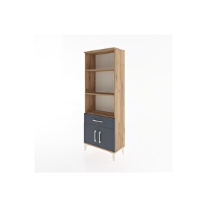 Arges Dolap 3 Raflı Tek Çekmeceli 2 Kapaklı 60x30x163 Çam-antrasit