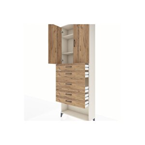 Arges Dolap 3 Raflı 5 Çekmeceli 2 Kapaklı 88x30x243 Aytaşı-çam