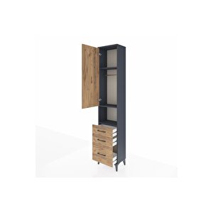 Arges Dolap 3 Raflı 3 Çekmeceli Tek Askılı 44x30x221 Antrasit-çam
