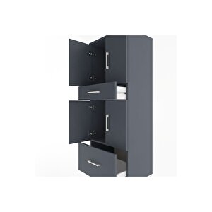 Hyperion Dolap 2 Raflı 2 Çekmeceli 4 Kapaklı 60x44x163 Antrasit-antrasit