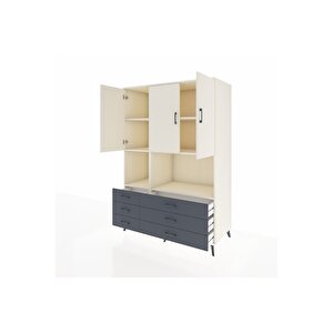 Kronos Dolap 6 Raflı 6 Çekmeceli 3 Kapaklı 132x59x195 Aytaşı-aytaşı/antrasit