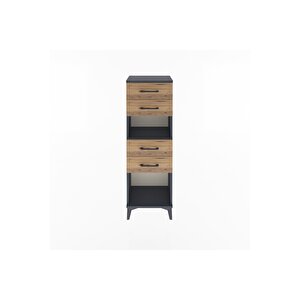 Arges Dolap Tek Raflı 4 Çekmeceli 44x30x134 Antrasit-çam