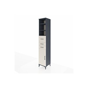 Hyperion Dolap 4 Raflı 3 Çekmeceli Tek Kapaklı 44x44x243 Antrasit-aytaşı