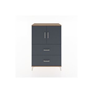 Hyperion Dolap 2 Raflı 2 Çekmeceli 2 Kapaklı 88x44x134 Çam-antrasit