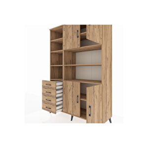 Hyperion Gardrop 9 Raflı 4 Çekmeceli 4 Kapaklı 132x44x195 Çam-çam