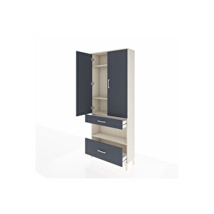 Arges Dolap 4 Raflı 2 Çekmeceli 2 Kapaklı 88x30x221 Aytaşı-antrasit
