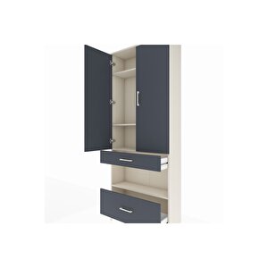 Arges Dolap 4 Raflı 2 Çekmeceli 2 Kapaklı 88x30x221 Aytaşı-antrasit