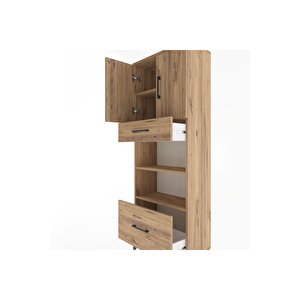 Arges Dolap 4 Raflı 2 Çekmeceli 2 Kapaklı 60x30x163 Çam-çam