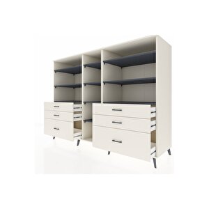 Kronos Dolap 10 Raflı 6 Çekmeceli  220x59x163 Aytaşı-antrasit/aytaşı