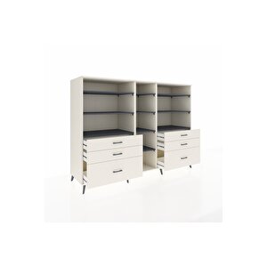 Kronos Dolap 10 Raflı 6 Çekmeceli  220x59x163 Aytaşı-antrasit/aytaşı