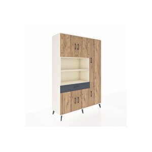 Hyperion Dolap 10 Raflı Tek Çekmeceli 6 Kapaklı 132x44x195 Aytaşı-çam/antrasit