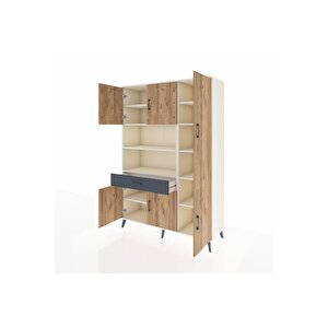 Hyperion Dolap 10 Raflı Tek Çekmeceli 6 Kapaklı 132x44x195 Aytaşı-çam/antrasit