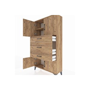 Arges Dolap 2 Raflı 3 Çekmeceli 4 Kapaklı 88x30x163 Çam-çam