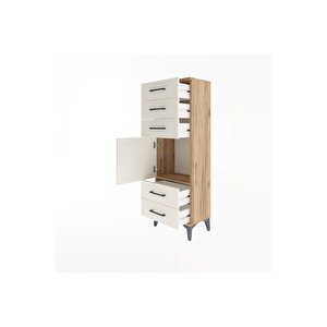 Arges Dolap Tek Raflı 5 Çekmeceli Tek Kapaklı 44x30x134 Çam-aytaşı