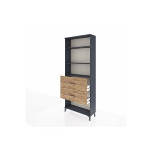 Arges Dolap 3 Raflı 2 Çekmeceli 88x30x221 Antrasit-çam