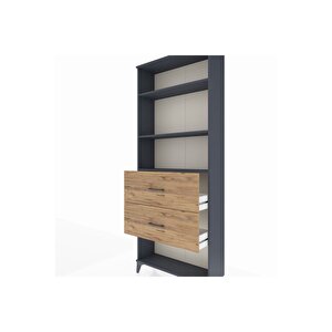 Arges Dolap 3 Raflı 2 Çekmeceli 88x30x221 Antrasit-çam