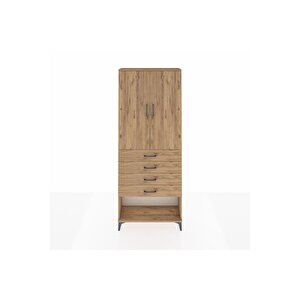 Arges Dolap 2 Raflı 4 Çekmeceli 2 Kapaklı 88x30x221 Çam-çam