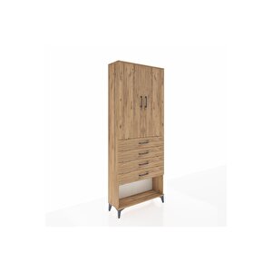 Arges Dolap 2 Raflı 4 Çekmeceli 2 Kapaklı 88x30x221 Çam-çam