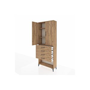 Arges Dolap 2 Raflı 4 Çekmeceli 2 Kapaklı 88x30x221 Çam-çam