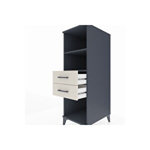 Kronos Dolap 2 Raflı 2 Çekmeceli 44x59x134 Antrasit-aytaşı