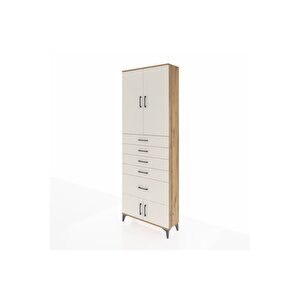 Arges Dolap 2 Raflı 5 Çekmeceli 4 Kapaklı 88x30x243 Çam-aytaşı