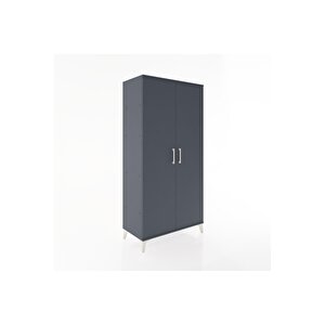 Hyperion Dolap 4 Raflı 2 Kapaklı 88x44x182 Antrasit-antrasit