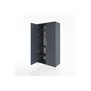Hyperion Dolap 4 Raflı 2 Kapaklı 88x44x182 Antrasit-antrasit