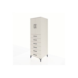 Kronos Dolap Tek Raflı 6 Çekmeceli 2 Kapaklı 60x59x182 Aytaşı-aytaşı