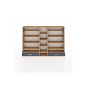 Arges Dolap 14 Raflı 2 Çekmeceli  220x30x163 Çam-çam/antrasit