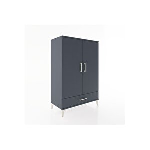 Hyperion Dolap Tek Raflı Tek Çekmeceli Tek Askılı 88x44x134 Antrasit-antrasit