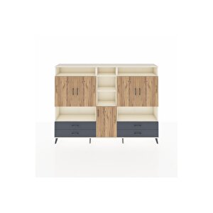 Arges Dolap 12 Raflı 4 Çekmeceli 5 Kapaklı 220x30x163 Aytaşı-çam/antrasit