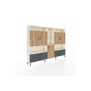 Arges Dolap 12 Raflı 4 Çekmeceli 5 Kapaklı 220x30x163 Aytaşı-çam/antrasit