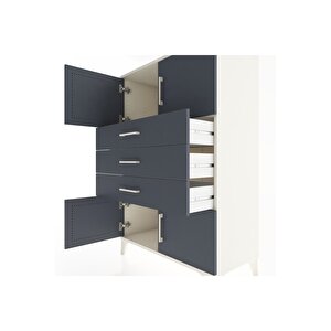 Hyperion Dolap Tek Raflı 3 Çekmeceli 4 Kapaklı 88x44x134 Aytaşı-antrasit