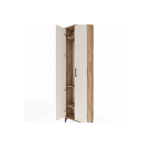 Arges Dolap 3 Raflı 2 Kapaklı Tek Askılı 60x30x221 Çam-aytaşı