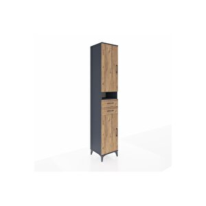 Hyperion Dolap 5 Raflı 2 Çekmeceli 2 Kapaklı 44x44x243 Antrasit-çam