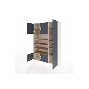 Hyperion Dolap 11 Raflı 5 Kapaklı 132x44x195 Aytaşı-antrasit/çam