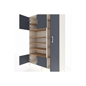 Hyperion Dolap 11 Raflı 5 Kapaklı 132x44x195 Aytaşı-antrasit/çam