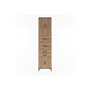 Arges Dolap 3 Raflı 4 Çekmeceli 4 Kapaklı 60x30x243 Antrasit-çam