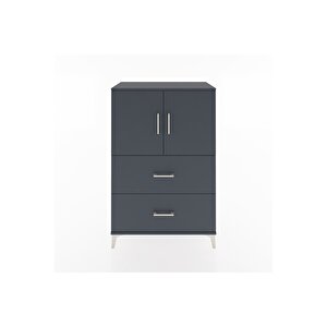 Hyperion Dolap 2 Raflı 2 Çekmeceli 2 Kapaklı 88x44x134 Antrasit-antrasit