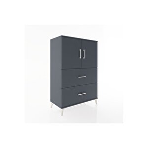 Hyperion Dolap 2 Raflı 2 Çekmeceli 2 Kapaklı 88x44x134 Antrasit-antrasit
