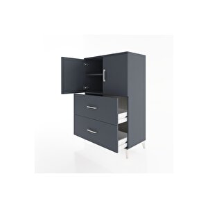 Hyperion Dolap 2 Raflı 2 Çekmeceli 2 Kapaklı 88x44x134 Antrasit-antrasit