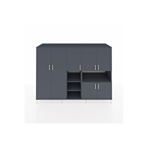 Kronos Dolap 13 Raflı 7 Kapaklı 220x59x163 Antrasit-antrasit
