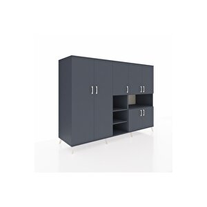 Kronos Dolap 13 Raflı 7 Kapaklı 220x59x163 Antrasit-antrasit