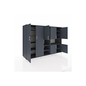 Kronos Dolap 13 Raflı 7 Kapaklı 220x59x163 Antrasit-antrasit